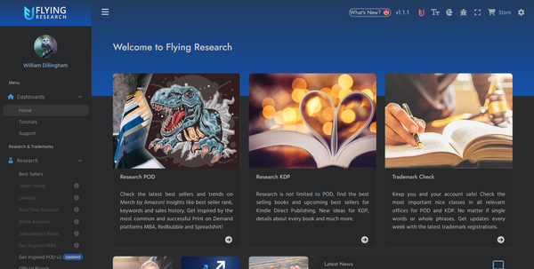 flying research print-on-demand automation and keyword research